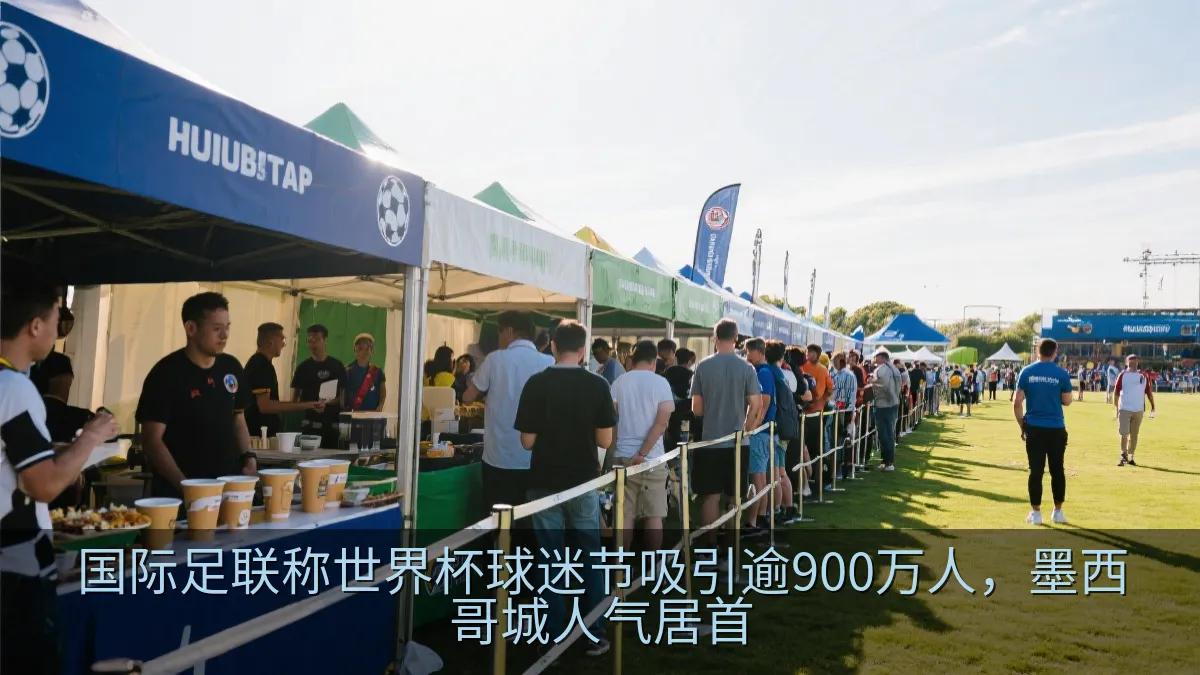 大型户外足球球迷活动现场的餐饮和互动区域